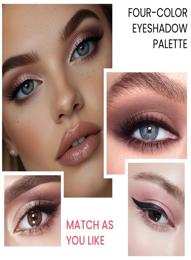 Hxssll 4-Color Neutral Nude Eyeshadow Palette – Matte & Shimmer Champagne Rose, Soft Taupe, Plum Brown & Silver Taupe Shades, High Pigment Blendable Mini Eye Shadow Kit for Daily Soft Glam & Blue Green Eyes - Image 5